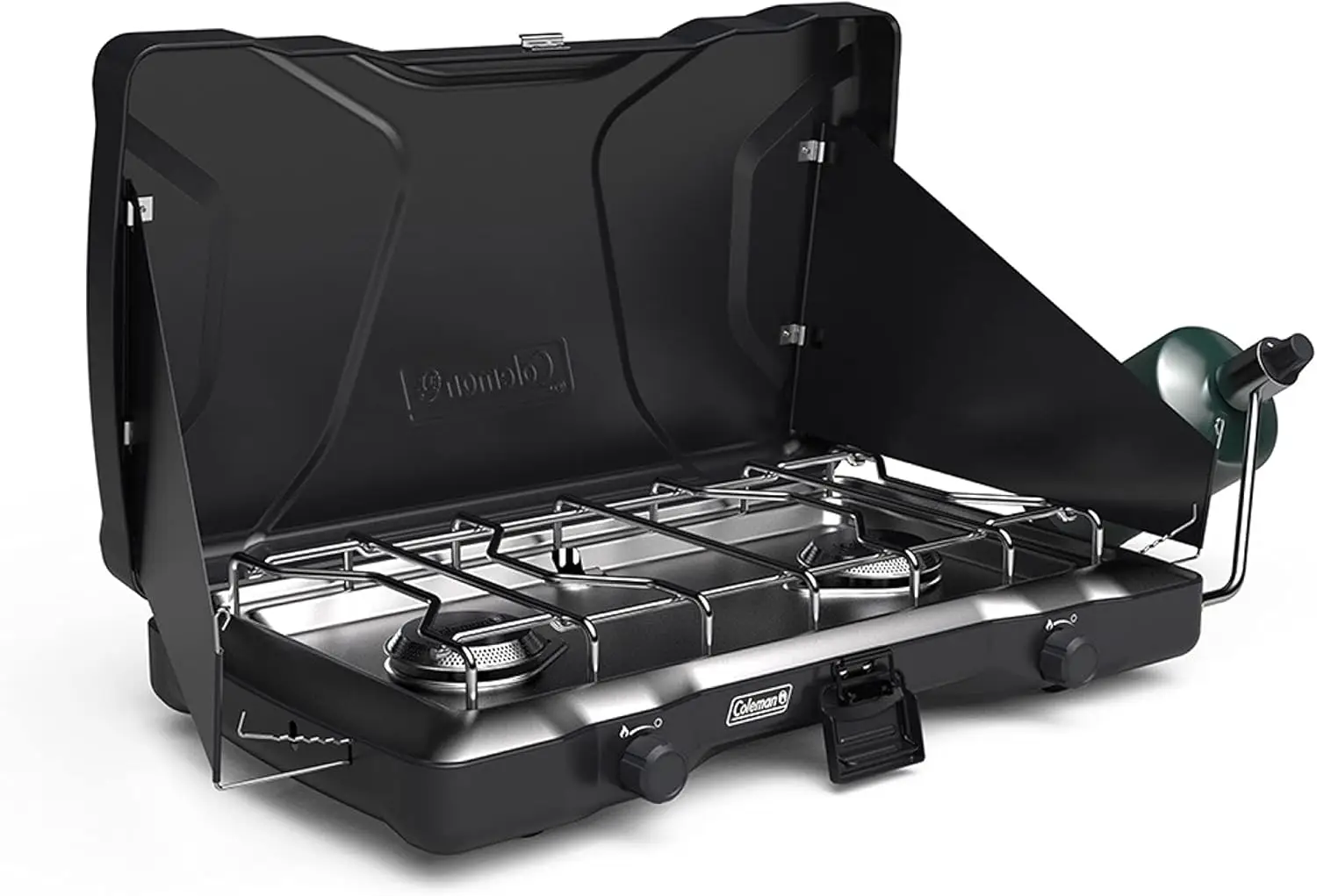 compact 2 burner camp stove for camping